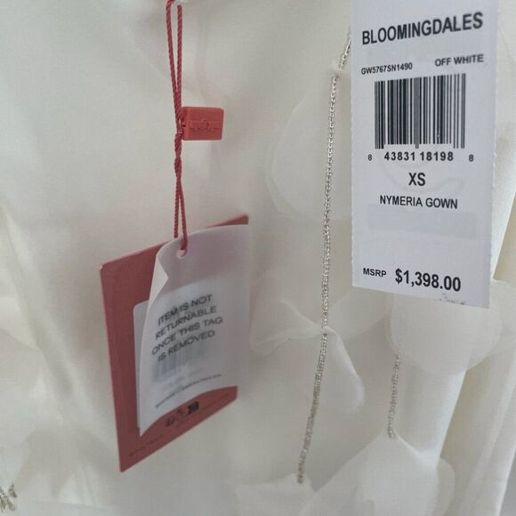 NWT Cult Gaia Nymeria Stretch-Silk 3D Floral Open Back Gown Off White Size XS - Picture 9 of 12